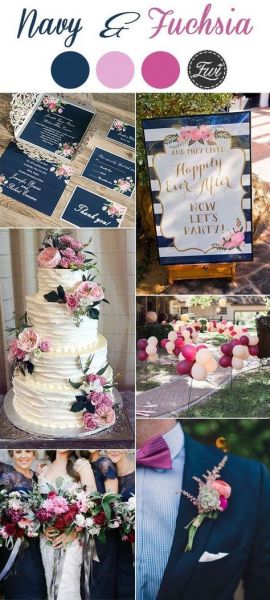 Navy Blue & Fuchsia Wedding Decoration Elcreations